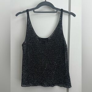 Vintage Y2K metallic mesh crochet knit cami tank